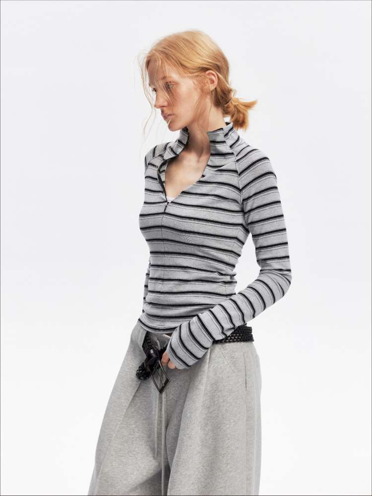 Vintage Striped Slim Knit Top【s0000015059】