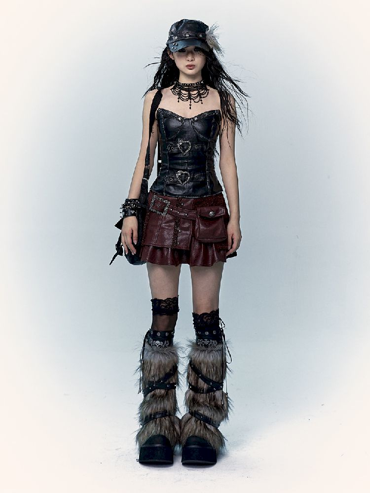 슬림 랩 짧은 가죽 가슴 판 [S0000011436]