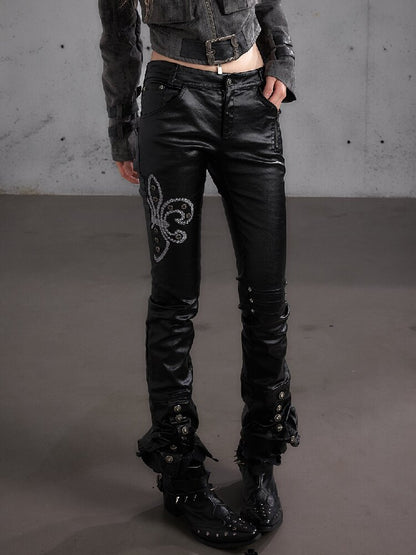 Washed Wax Leather Skinny Pants【s0000019162】