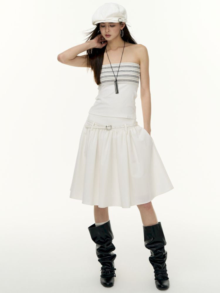 Striped bustier short skirt suit【s0000013740】