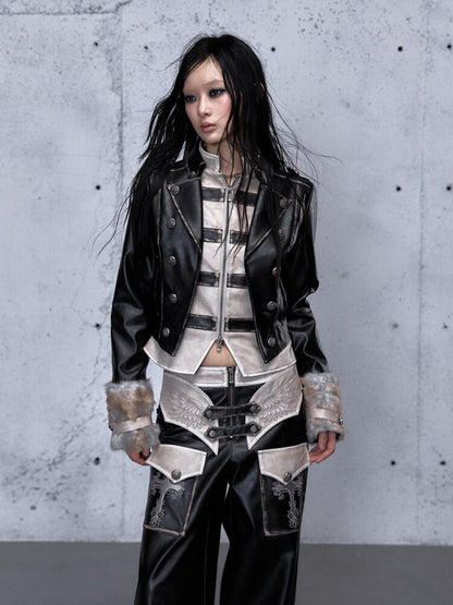 Fake Two Knight Leather Jacket【s0000015543】