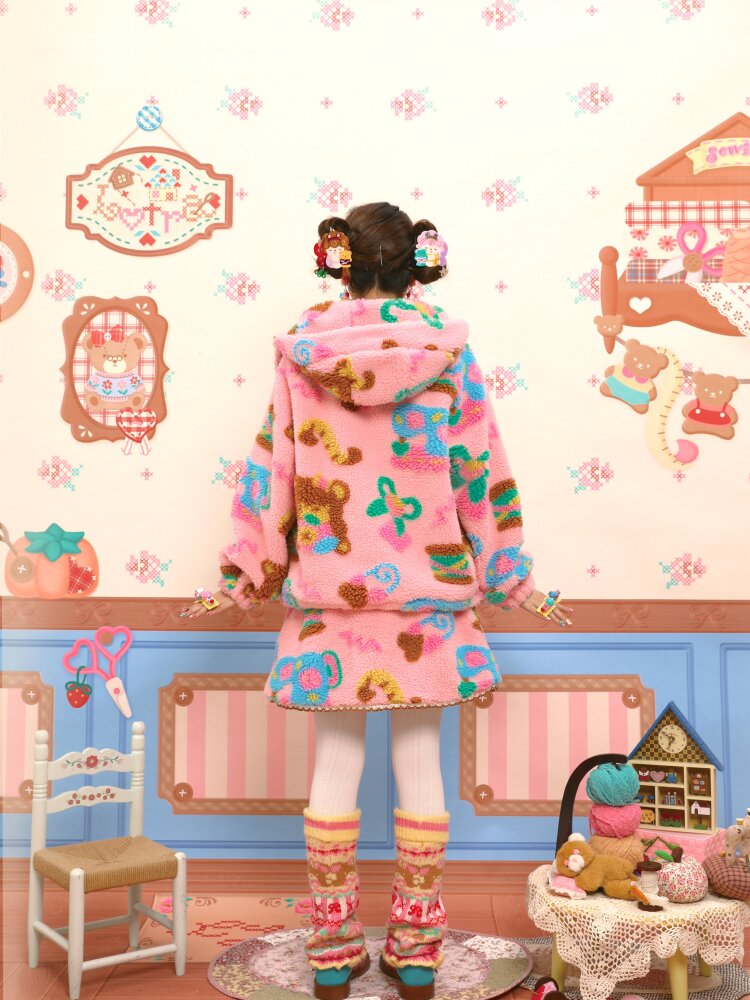 Pink Polar Fleece Lambswool Jacket【s0000015565】