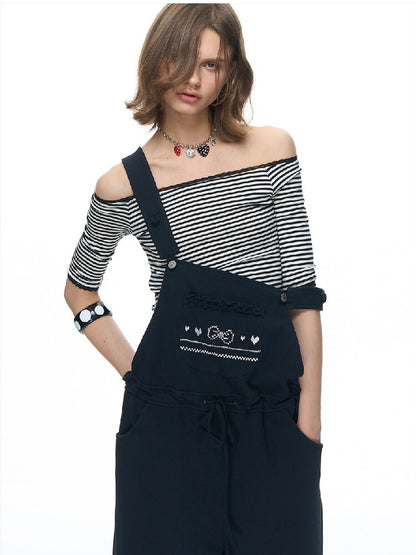 One Shoulder Striped Lace Bolero【s0000015884】