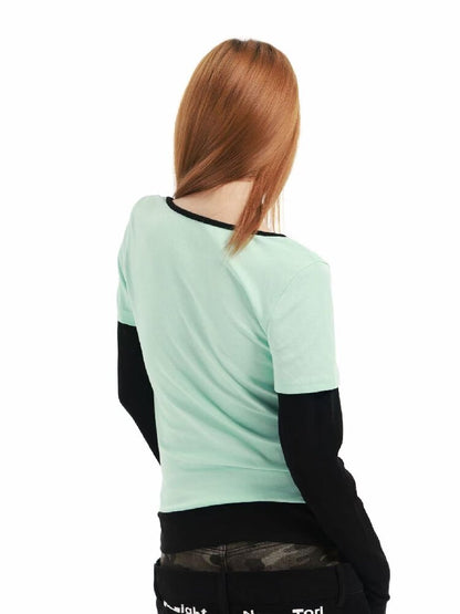 Fake Two-Piece Mint Green U-Neck T【s0000018360】