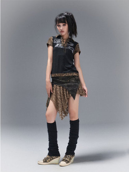 POLO NECK COLLISION COLOR SLEEVE TOP [S0000008468]