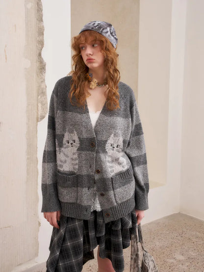 Relaxed-Fit Long-Sleeve Knit Cardigan【s0000014062】