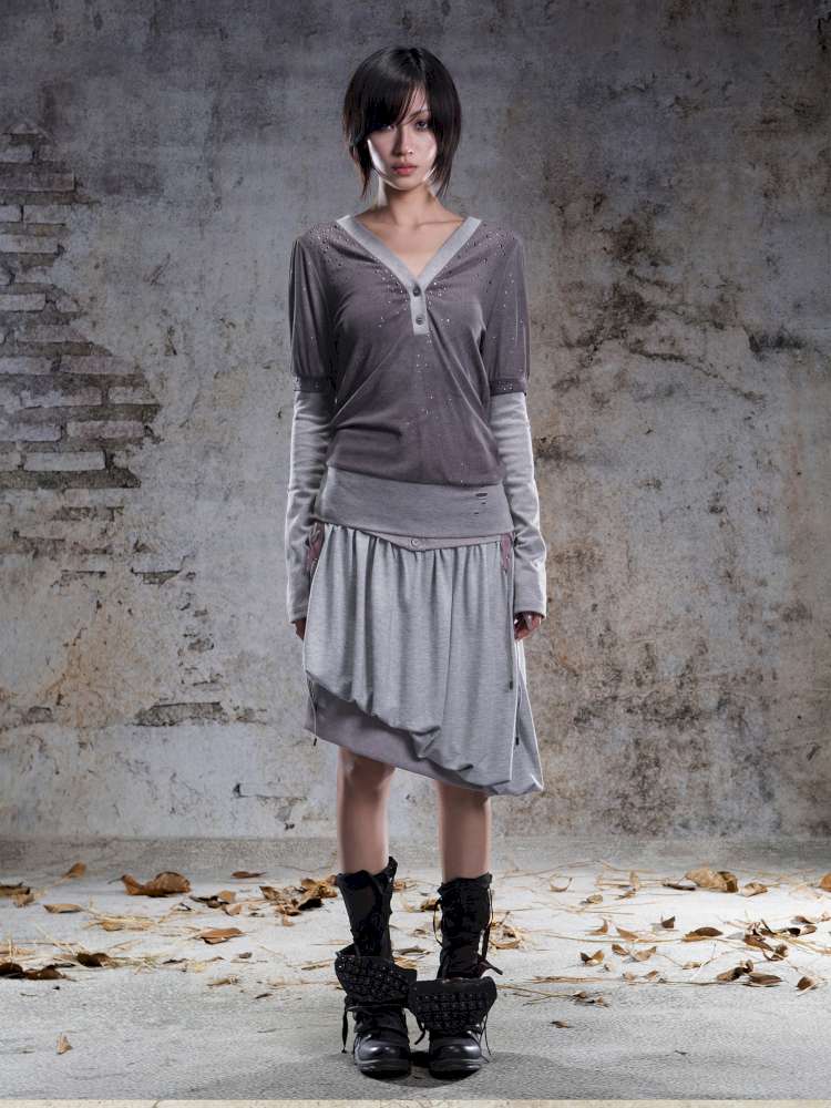 High-Stretch Printed Rhinestone Knit Top【s0000014490】