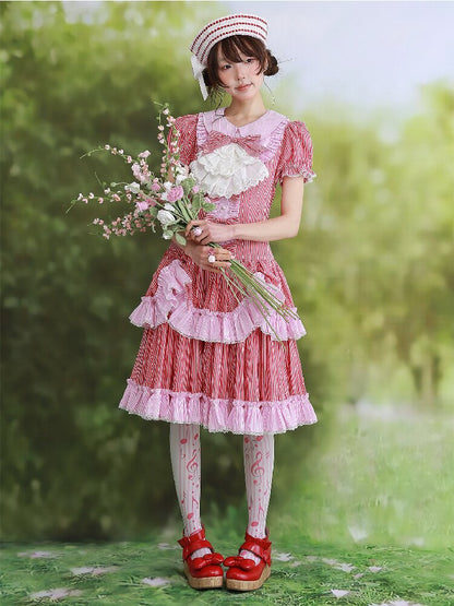 Vintage Red Striped Skirt Dress【s0000016551】