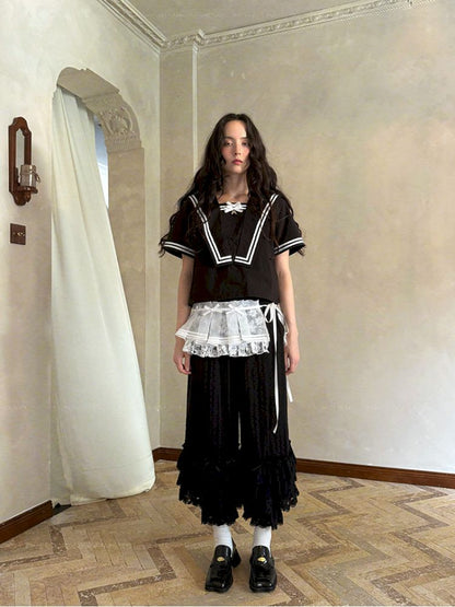 Cute bubble multi-layered lace bows pants【s0000012765】