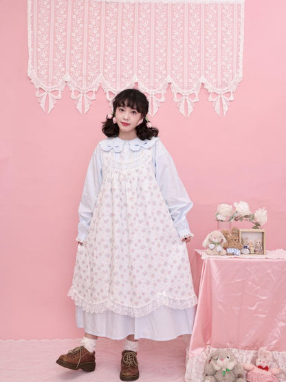 Lace petal hem smocked skirt tank dress【s0000013497】