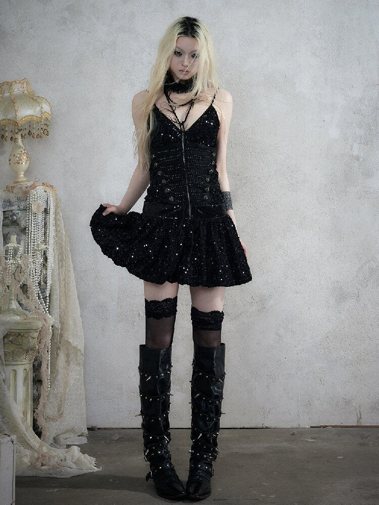 Vintage Court Punk Sequin Dress【s0000017858】