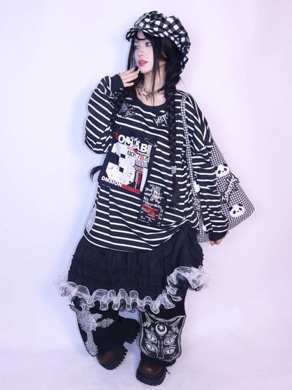 Punk Striped Fleece Sweatshirt【s0000014626】