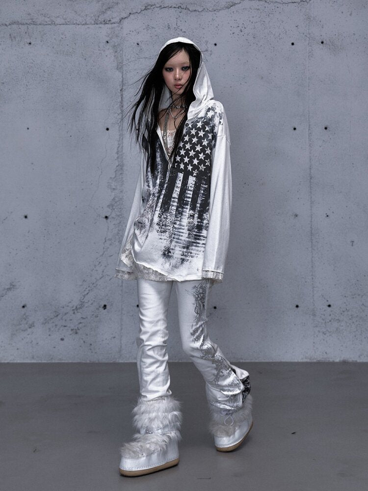 Lace Stitched Hooded T-Shirt【s0000015545】