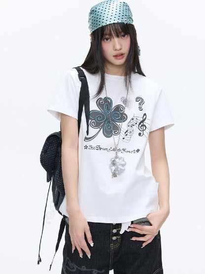 Leather Silver Clover Bag Necklace【s0000016374】