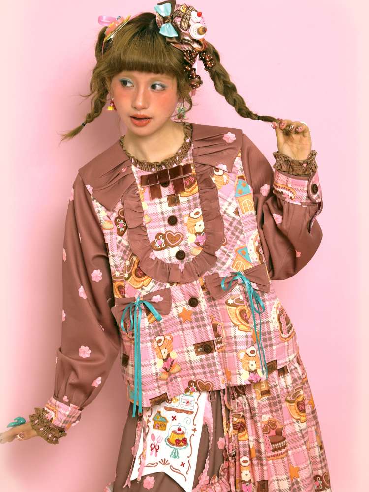 Pink-Brown Vintage Doll-Style Jacket【s0000014514】