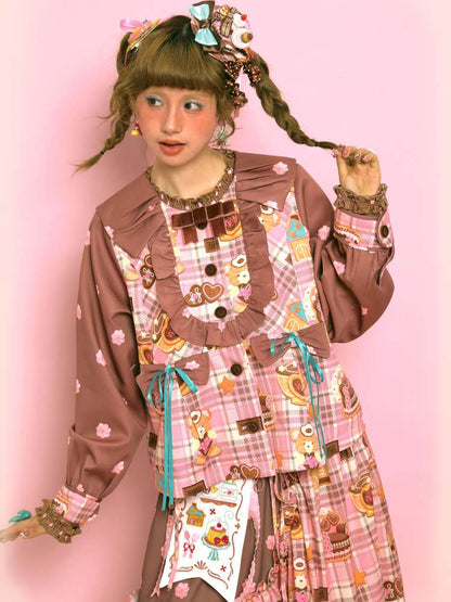 Pink-Brown Vintage Doll-Style Jacket【s0000014514】