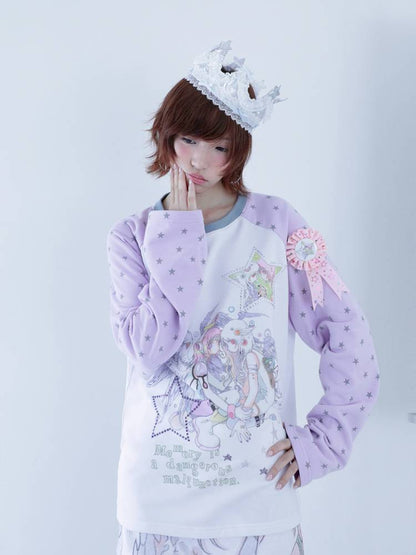 Star Drop-Shoulder Long-Sleeve Sweatshirt【s0000014439】