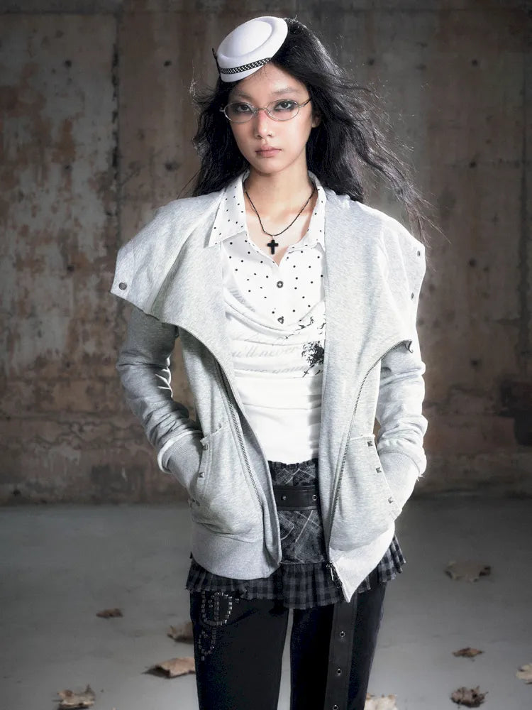 Oversized Collar Long-Sleeve Hoodie Jacket【s0000013967】