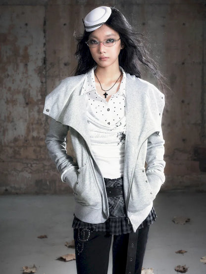 Oversized Collar Long-Sleeve Hoodie Jacket【s0000013967】