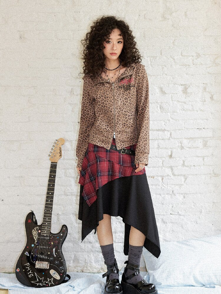 Punk Plaid Patchwork Irregular Skirt【s0000017899】