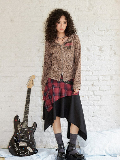 Punk Plaid Patchwork Irregular Skirt【s0000017899】