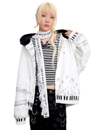 Headphones Embroidered Hoodie Jacket【s0000014098】