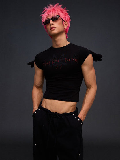 Rhinestone Angel Wing T Shirt【s0000017290】