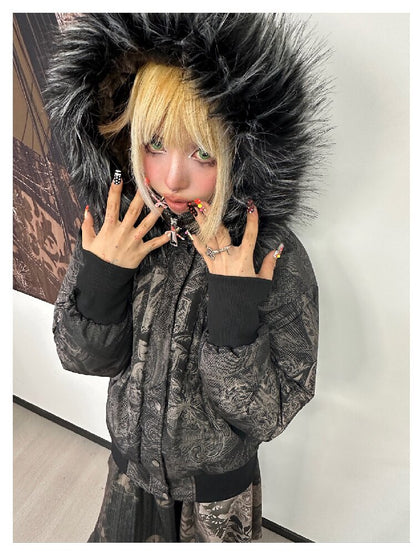 Dark Pattern Fur Collar Down Jacket【s0000018052】