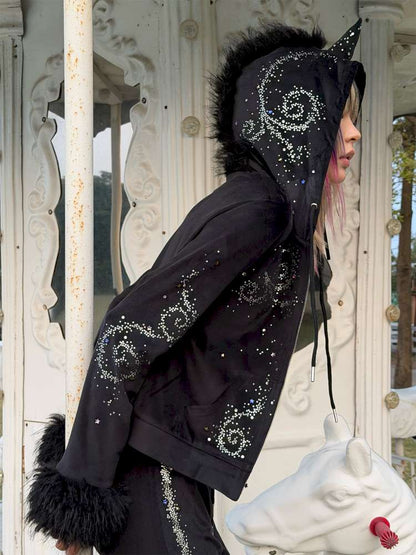 Horse Unicorn Velvet Diamond Coat【s0000015377】