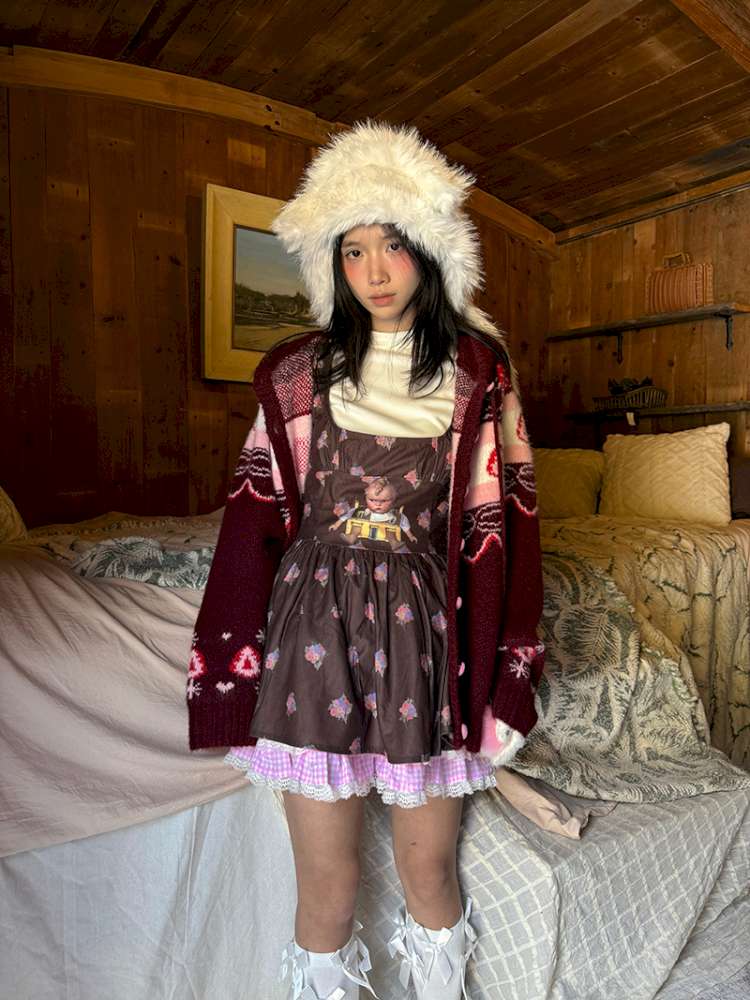 Strawberry Cake Fair Isle Knit Cardigan【s0000014944】