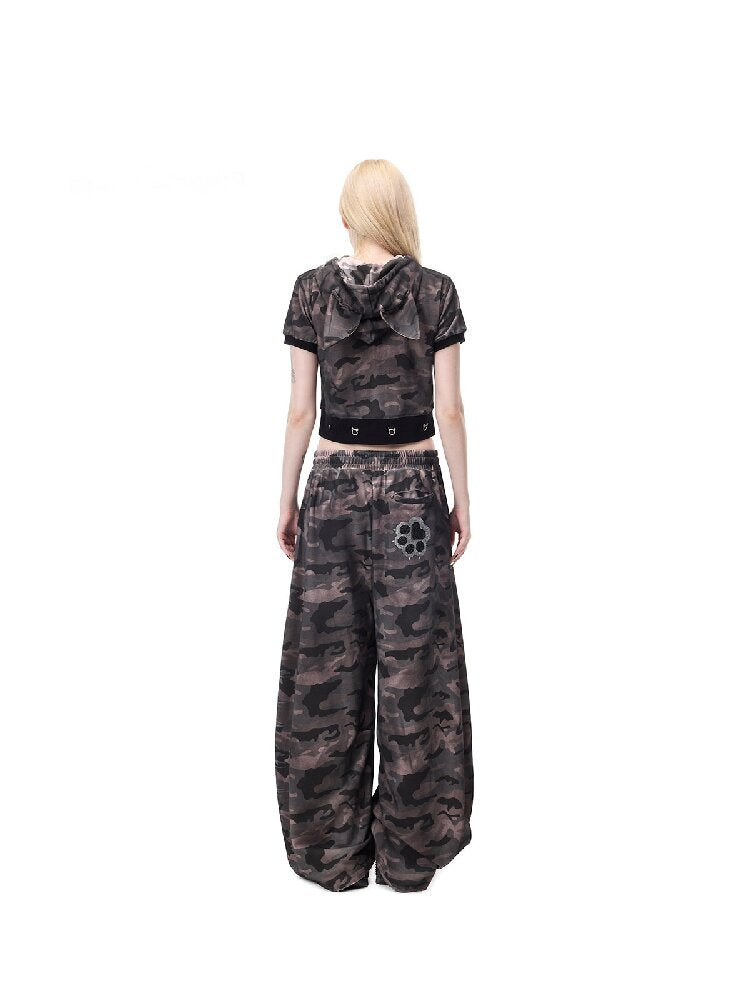 Rhinestone Camo Riveted Sweatpants【s0000017727】