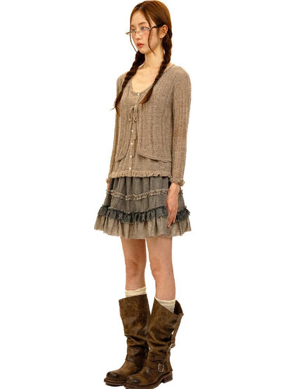 Hollow Twisted Knit Cardigan【s0000017932】