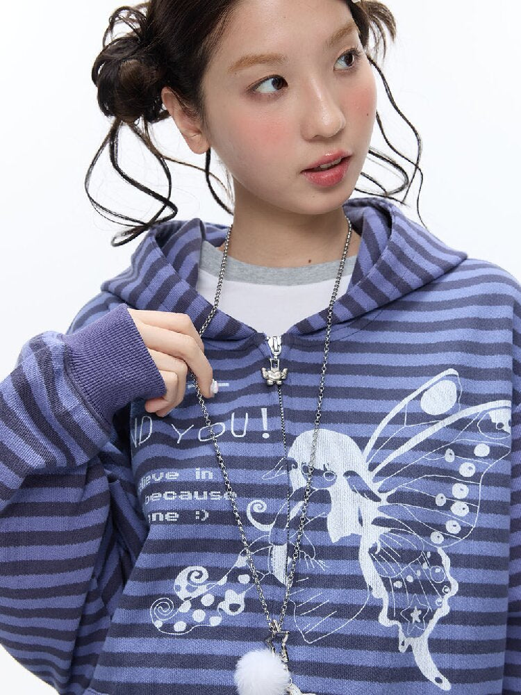 Vintage Striped Hooded Sweatshirt【s0000016380】