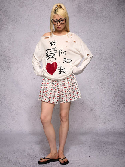 "I love you, love me" Torn Arro Pants【s0000019131】