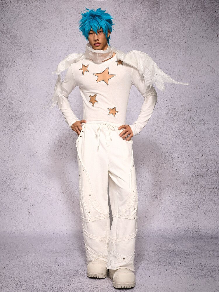 Star Hollow Mesh Embroidery Top【s0000019141】