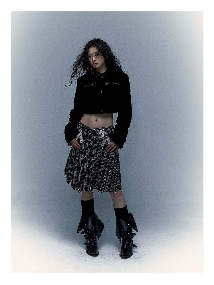 Peplum irregular pleated bustier midi skirt【s0000005970】