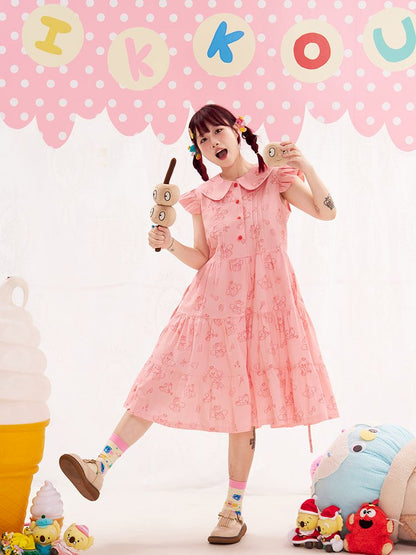 Animal Angel Fly Sleeve Pink Dress【s0000013188】