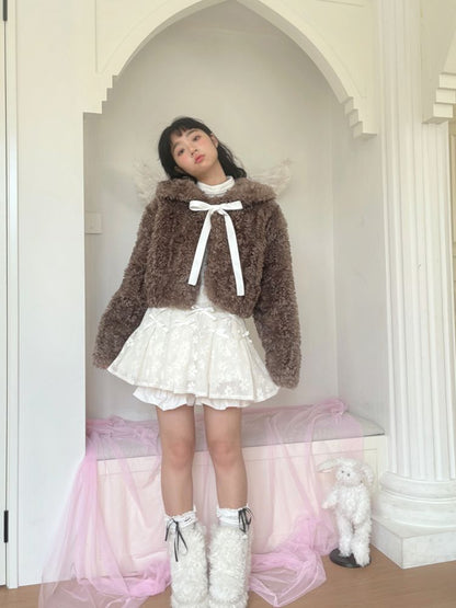 Bow Short Plush Jacket [S0000010885]