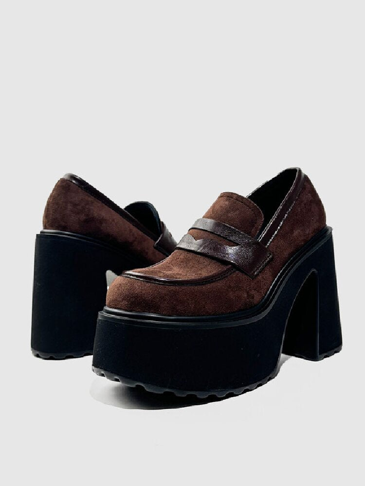 Matte Leather High Heel Loafers【s0000015716】