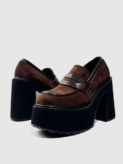 Matte Leather High Heel Loafers【s0000015716】