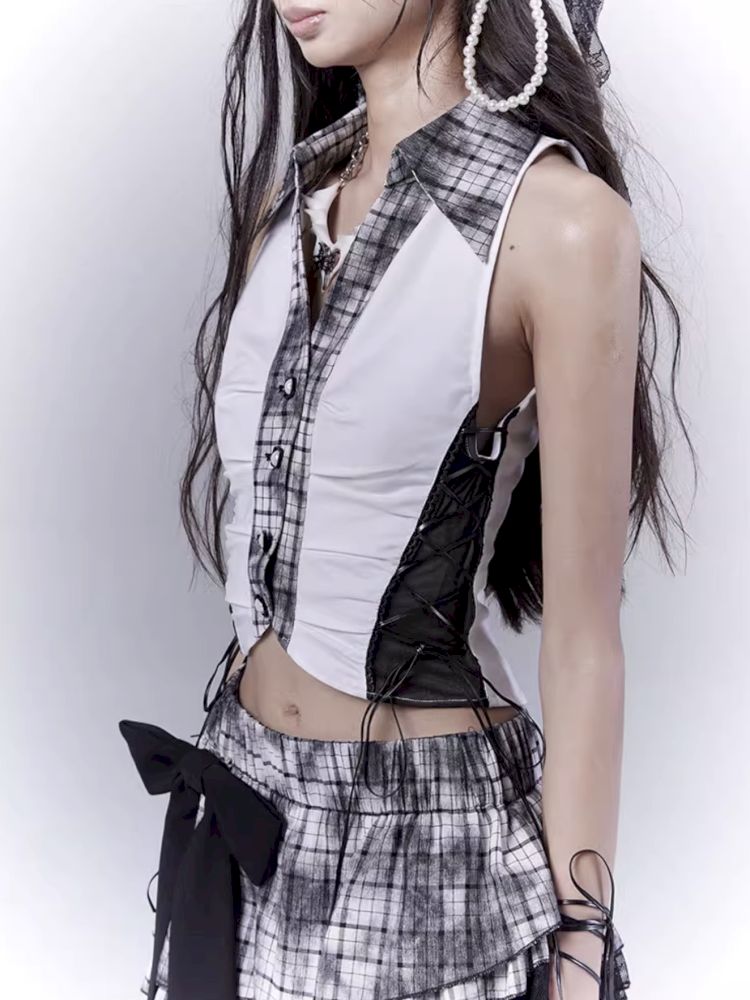 Plaid model splicing shirt【s0000012374】