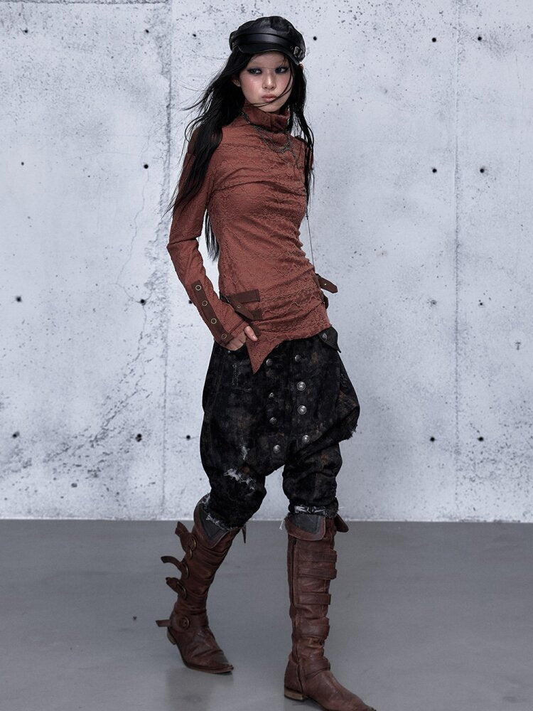 Washed Ripped Denim Harem Pants【s0000015549】