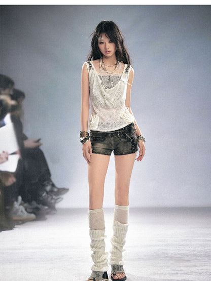 Sequin Studded Checkered Vest【s0000016216】