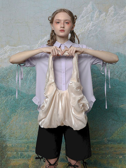 Shiny silk satin fairy cloud bag【s0000013591】
