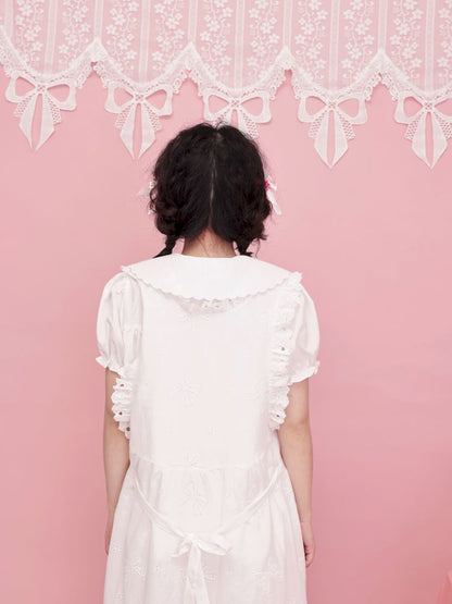 Doll collar puff sleeve lace shirt【s0000012852】