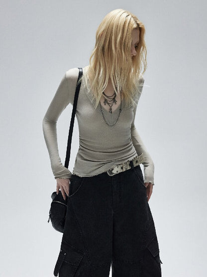 Black Lyocell Print Fungus Top【s0000016252】