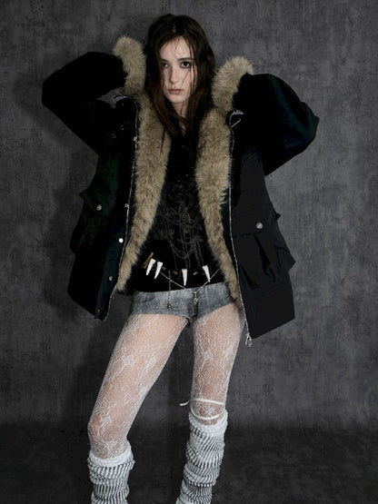 Fur Collar Mid-length Parka【s0000011266】