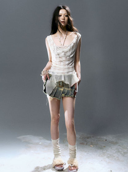 Hollow Swing Neck Sleeveless Blouse【s0000012644】