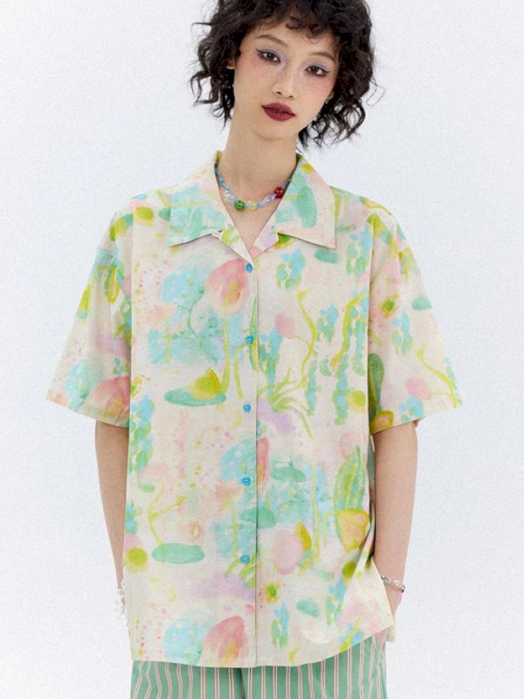 Full-print short-sleeved shirt【s0000012951】