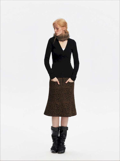Leopard Print A-Line Mermaid Skirt【s0000015063】